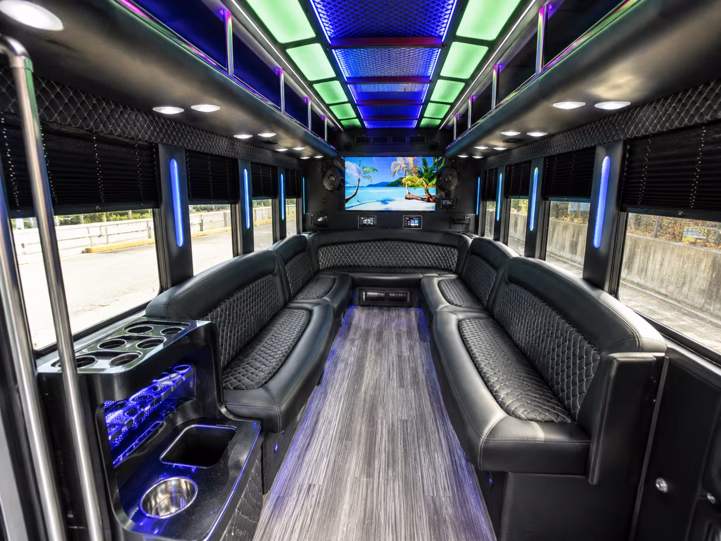 olathe 18 passenger party bus inside